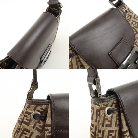 💎✨BEAUTIFUL✨💎Authentic FENDI Zucchino Canvas Leather Shoulder Bag - Picture 17 of 17